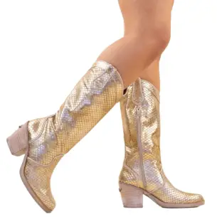 Nemonic|Bottes de cowboy en serpent platine|Femme NEMONIC 2