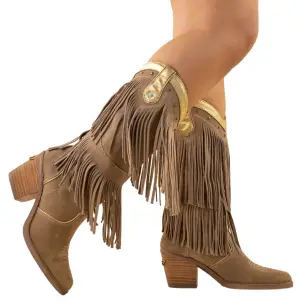 Nemonic|Botas de cowboy com franjas taupe|Mulher NEMONIC 2