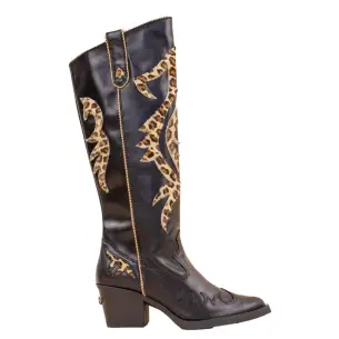 Nemonic|Bottes de cow-boy en cuir noir|Femme NEMONIC