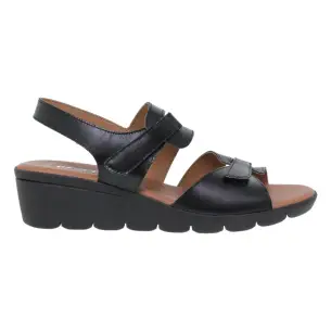 Amelie |Sandalias cuña de piel negra| Mujer AMELIE