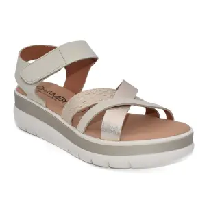 Chamby |Sandalias cuña piel beige| Mujer CHAMBY 2