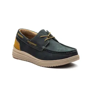 Route 83 : Chaussures bateau en cuir bleu : Homme ROUTE 83 2