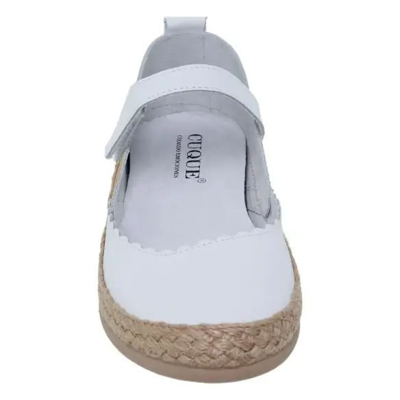 Casual witte leren platte ballerina's voor dames CASUAL