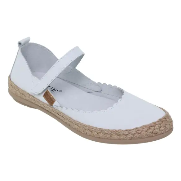 Casual witte leren platte ballerina's voor dames CASUAL