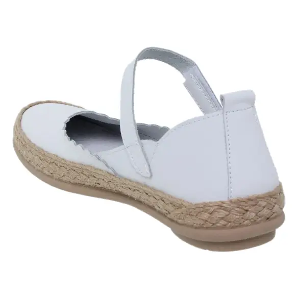 Casual witte leren platte ballerina's voor dames CASUAL