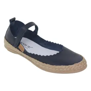 Occasionele blauwe leren platte ballerina's voor dames CASUAL 2