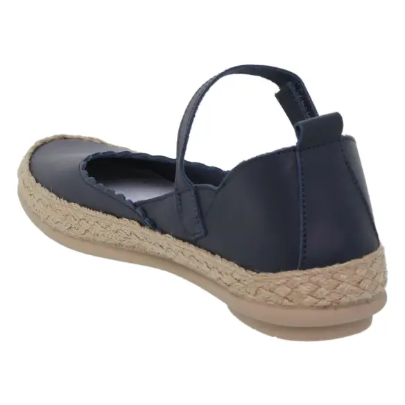 Occasionele blauwe leren platte ballerina's voor dames CASUAL