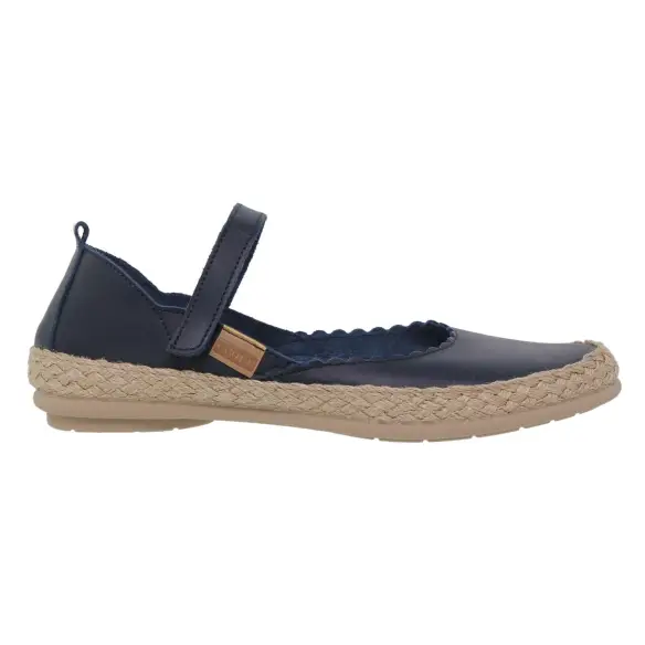 Occasionele blauwe leren platte ballerina's voor dames CASUAL