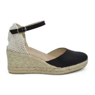 Chamby : Jute en zwart lederen espadrilles : Dames CHAMBY