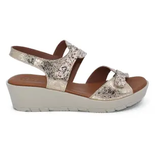 Pie de Angel|Gouden leren sandalen Vrouw Pie de Angel