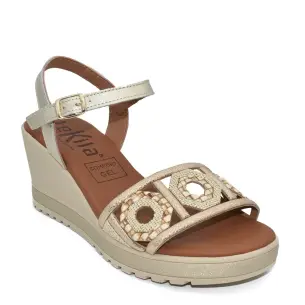 Tekila | Sandales compensées en cuir platine| Femmes TEKILA 2