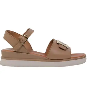 Blusandal |Taupe sandali con zeppa in pelle| Donna BLUSANDAL