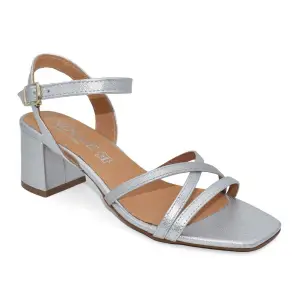Invogue | Zilveren leren feest sandalen | Damesschoenen INVOGUE 2