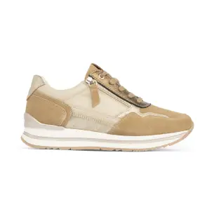 Saguy's Casual Beige Leather Sneaker | Women